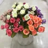 High-end faux silk fabric 15-head pomegranate rose wall cabinet for wedding decoration Application Scenario